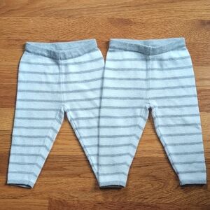 Pair Janie and Jack Gray and White Baby Leggings - 6-12 mos